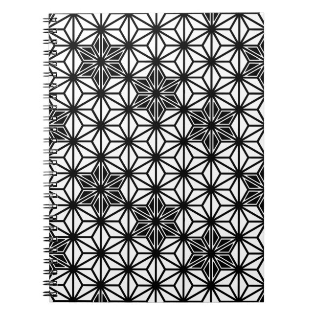 Carnet Japonais Asanoha motif - blanc et noir (Devant)
