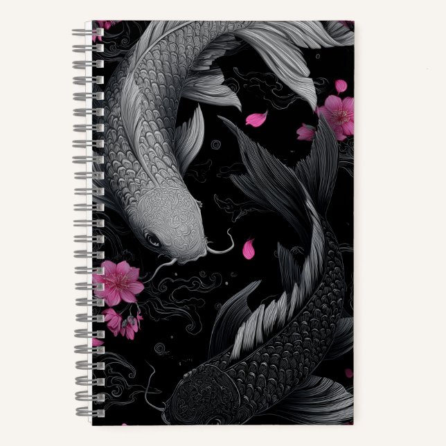 Carnet Japonais Koi Fish mode foncé (Recto)