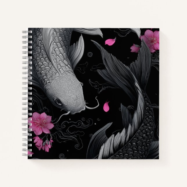Carnet Japonais Koi Fish mode foncé (Devant)