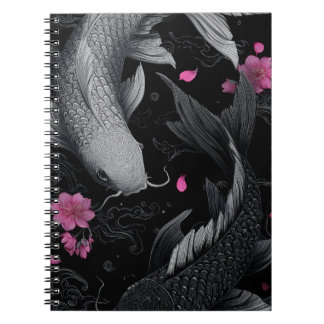 Carnet Japonais Koi Fish mode foncé