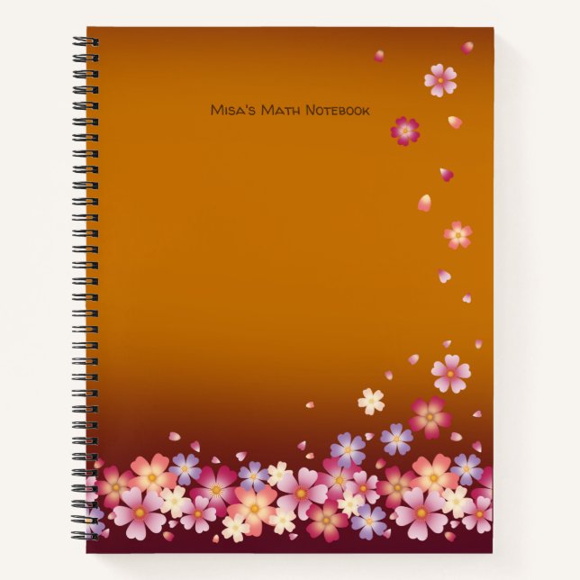 Carnet Japonais Sakura Blossoms Gold & Plum personnalisab (Devant)