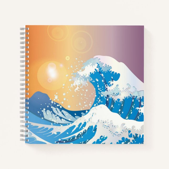 Carnet Japonais Wave Art Sunset Ocean (Devant)