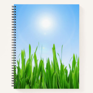 Carnet Jardin à l'herbe verte avec conception de ciel ble