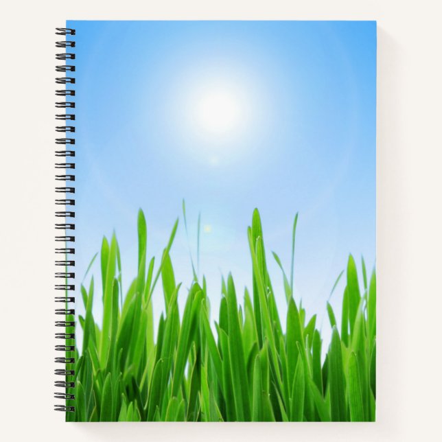 Carnet Jardin à l'herbe verte avec conception de ciel ble (Devant)