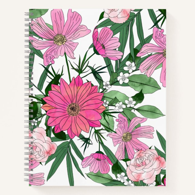 Carnet Jardin bohème chic design floral (Devant)