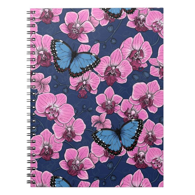 Carnet Jardin botanique d'orchidées avec papillons (Devant)