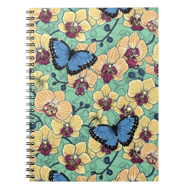 Carnet Jardin botanique d'orchidées avec papillons II (Devant)