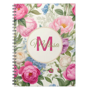Carnet Jardin de campagne Roses et pivoines Floral