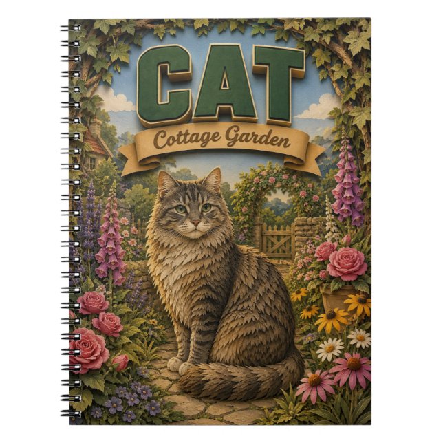 Carnet Jardin de cottage au chat POPCUT (Devant)