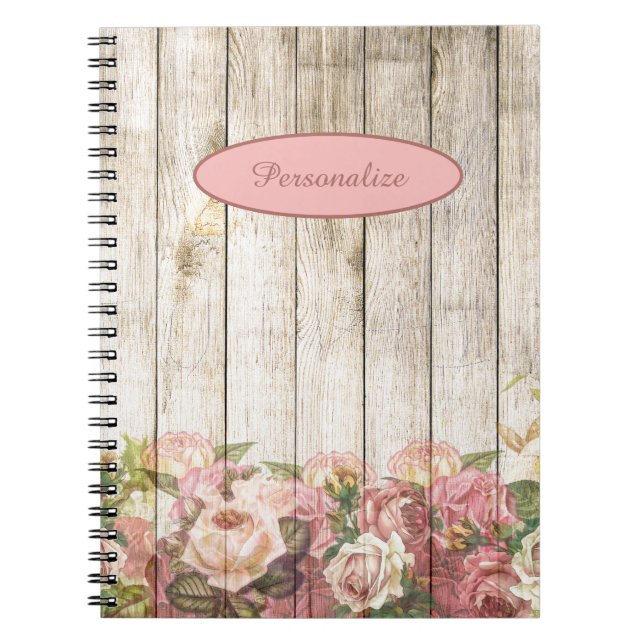 Carnet Jardin de fleurs roses par clôture de bois Personn (Devant)