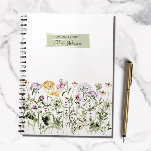 Carnet Jardin de fleurs sauvages avec nom personnalisé