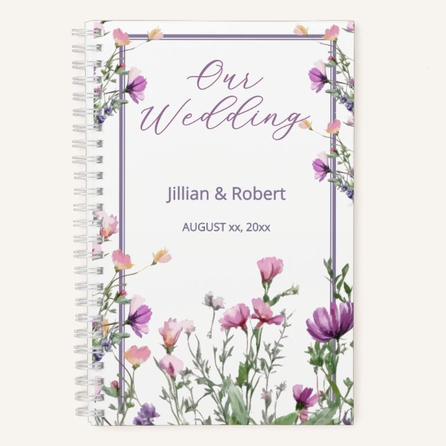 Carnet Jardin de Fleurs Sauvages Mariage Élégant (Recto)