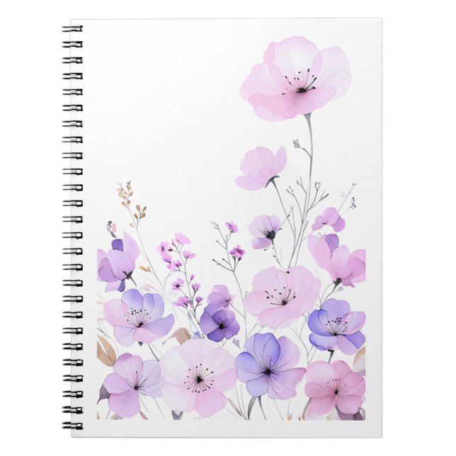 Carnet Jardin de fleurs sauvages pastel Douce floraison f (Devant)