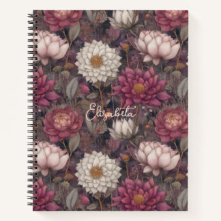 Carnet Jardin de fleurs sauvages rose et blanc Personnali