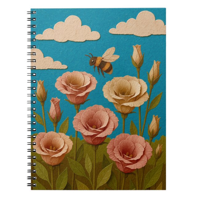 Carnet Jardin de Lisianthus avec une bourde d'abeille (Devant)