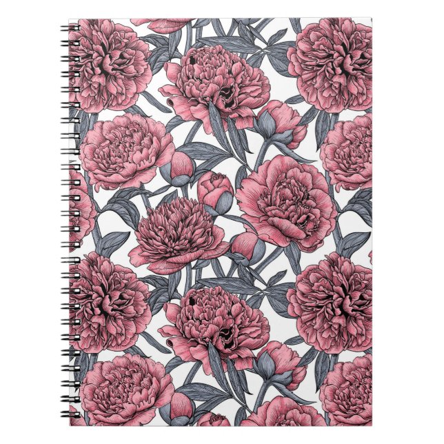 Carnet Jardin de pivoines roses (Devant)
