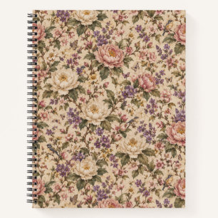 Carnet Jardin de roses botaniques vintage et motif papill