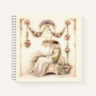 Carnet Jardin de roses de Regency lisant une dame