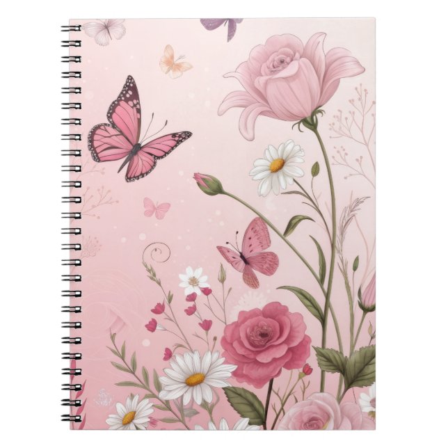 Carnet Jardin de roses pastel élégant pour housse intelli (Devant)