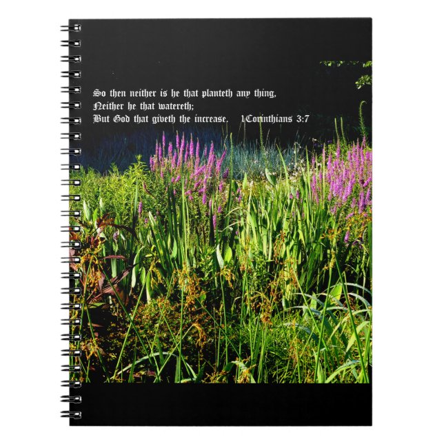 Carnet Jardin de tourbières avec 1 Corinthiens 3:7 (Devant)