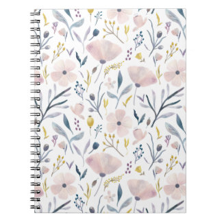 Carnet Jardin des fleurs rose et bleu Pastel Motif
