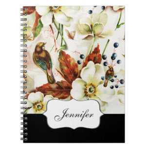 Carnet Jardin des oiseaux de campagne fleurs vintages
