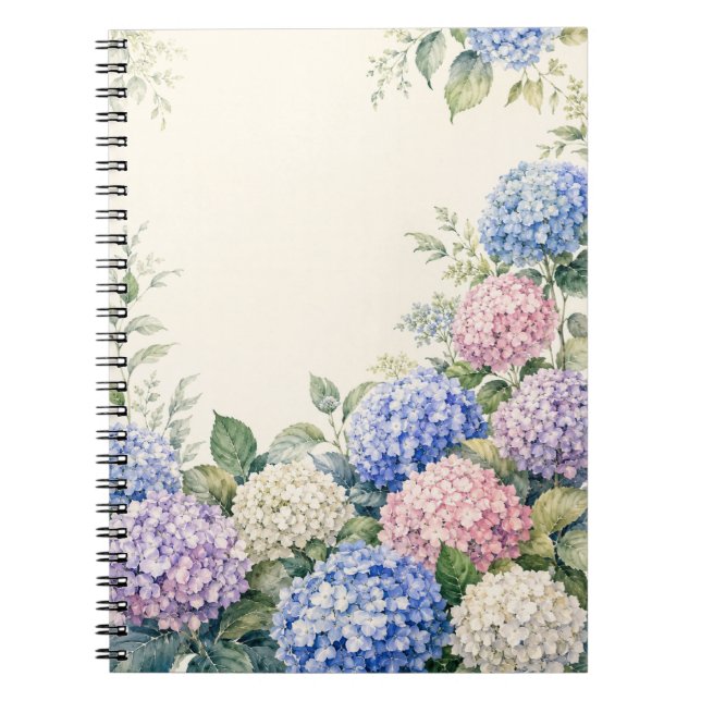 Carnet Jardin d'hortensias à l'aquarelle  (Devant)