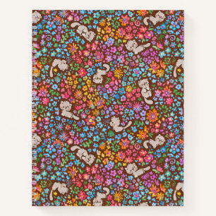 Carnet Jardin fantaisiste de Pebble Chat Gris et Floral L