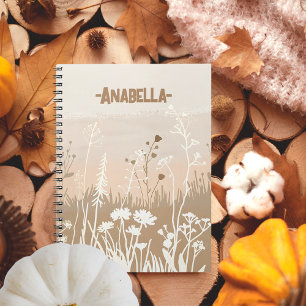 Carnet Jardin floral minimaliste beige doux automne
