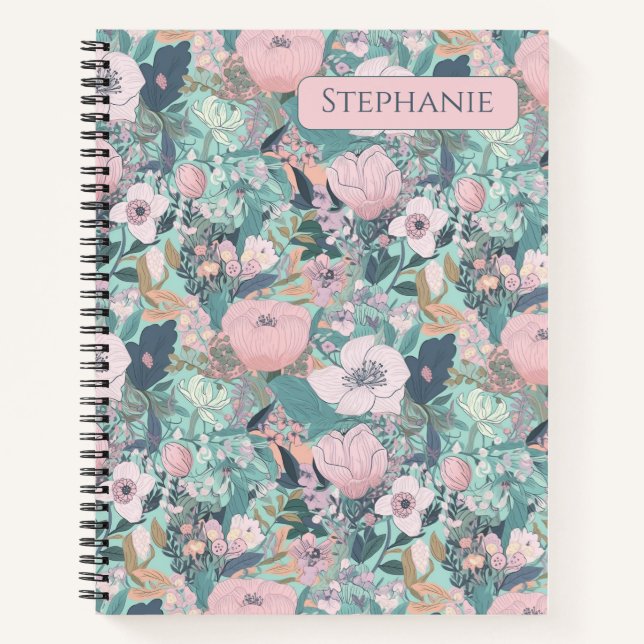 Carnet Jardin Floral Pastel Rose (Devant)