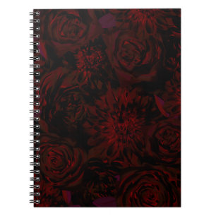 Carnet Jardin foncé Rouge Fleurs romantiques Gothique