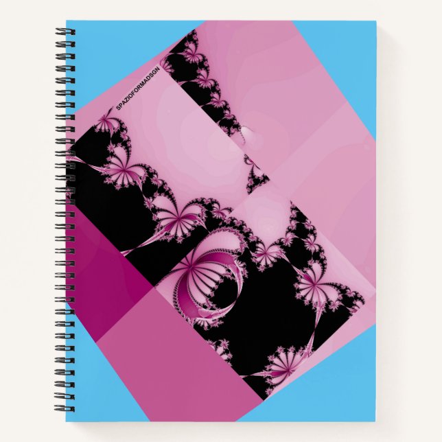 Carnet Jardin fractal rose & azur (Devant)