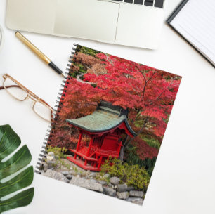 Carnet Jardin japonais d'automne et temple rouge