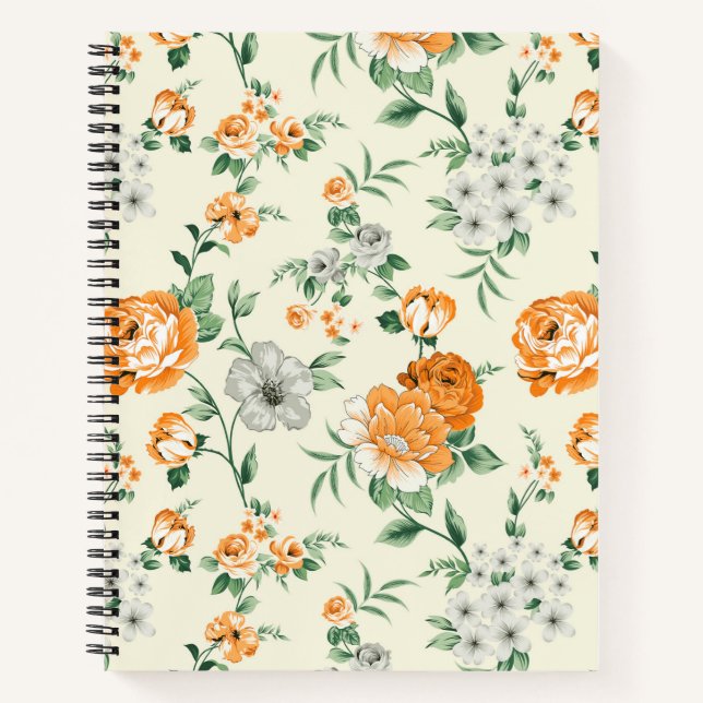Carnet Jardin Jaune doux motif floral (Devant)