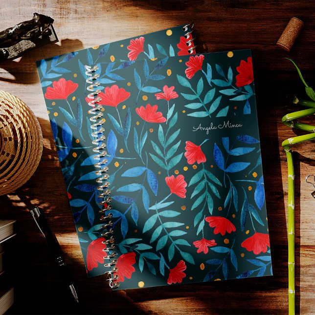 Carnet Jardin magique - turquoise foncé et rouge (Créateur téléchargé)