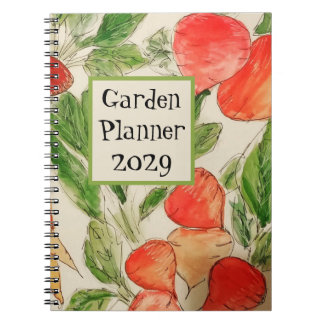 Carnet Jardin Planner avec aquarelle de légumes
