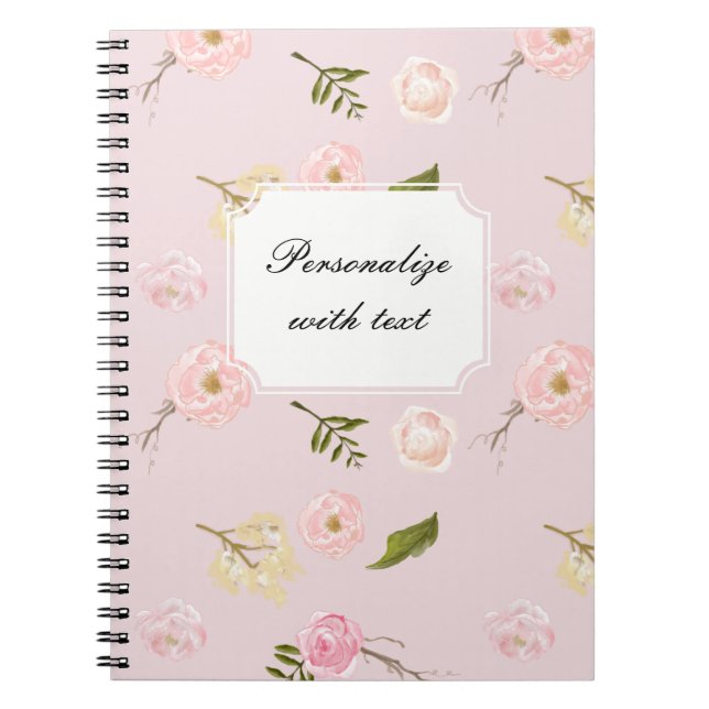 Carnet Jardin rose romantique Aquarelle Florale (Devant)