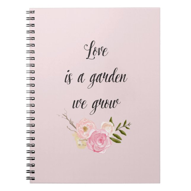 Carnet Jardin rose romantique Aquarelle Florale (Devant)