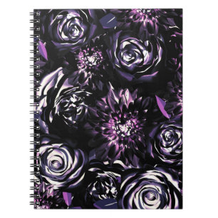Carnet Jardin sombre ensorcelant fleurs violettes Glam
