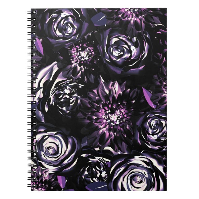 Carnet Jardin sombre ensorcelant fleurs violettes Glam (Devant)
