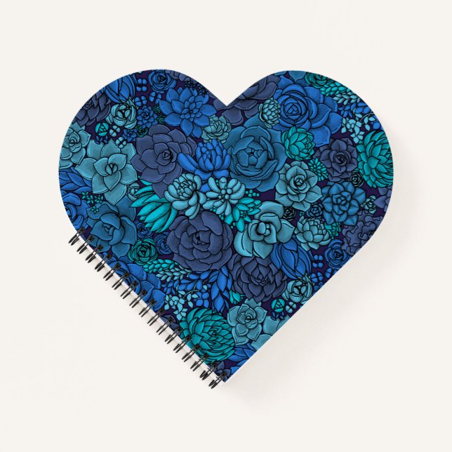 Carnet Jardin succulent en bleu (Devant)