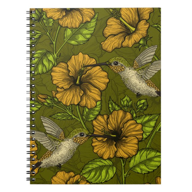 Carnet Jardin tropical nocturne jaune et vert (Devant)
