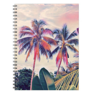 Carnet Jardin tropical, scène de soleil couchant de palmi