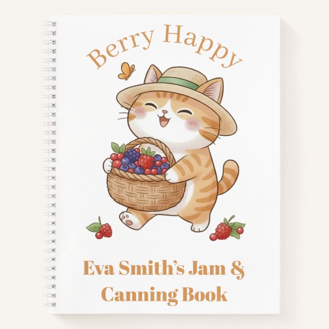 Carnet Jardinier de Chat Kawaii Été Baies (Devant)