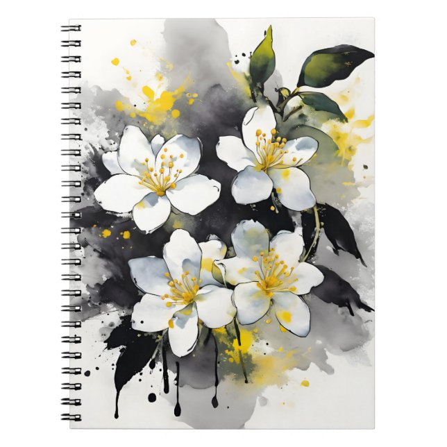 Carnet Jasmine - Fleurs aquarelles (Devant)