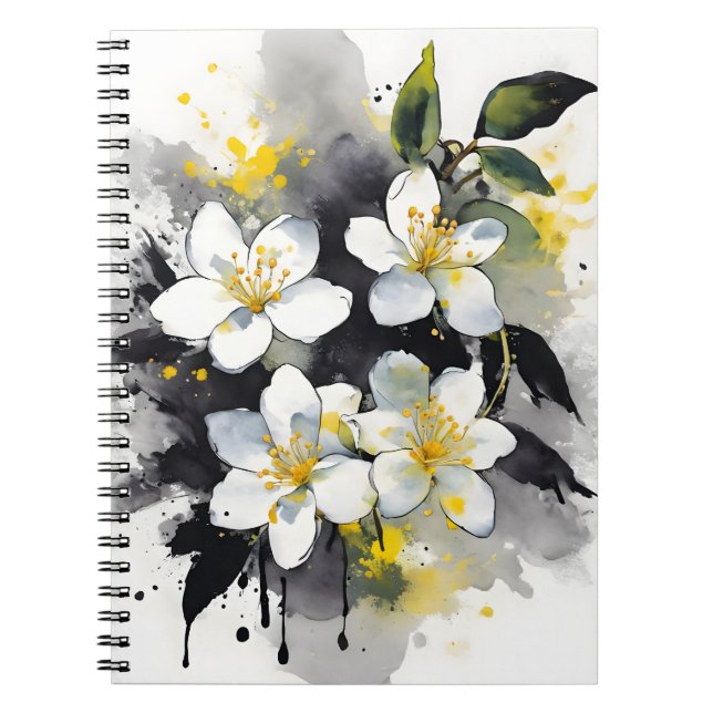 Carnet Jasmine - Watercolor flowers (Devant)