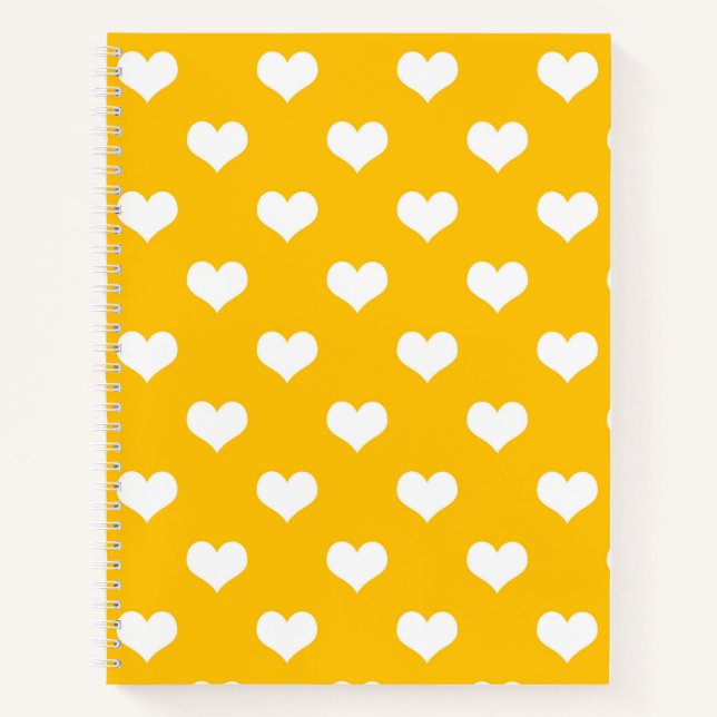 Carnet Jaune Blanc Amour Coeur Design Motif (Devant)