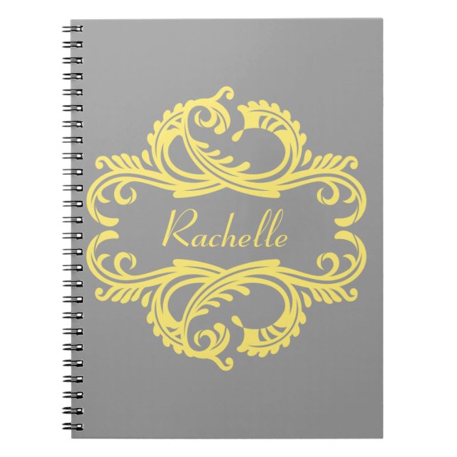 Carnet jaune Chic Damask (Devant)