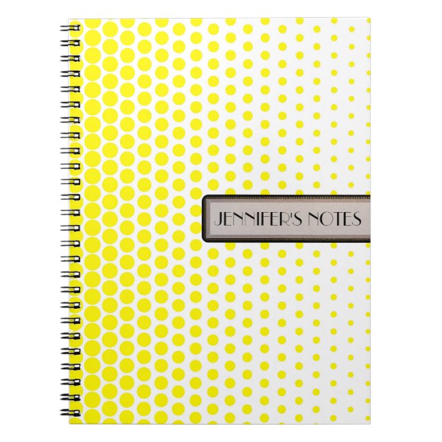 Carnet Jaune de cadmium à pois élégant moderne blanc (Devant)