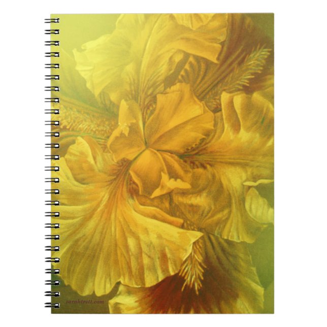 Carnet jaune fleuri d'Iris (Devant)